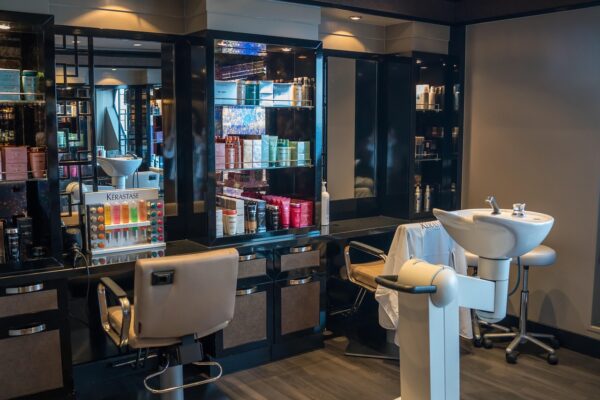 Salon floor with styling chairs at Green Trends Pragathi Nagar