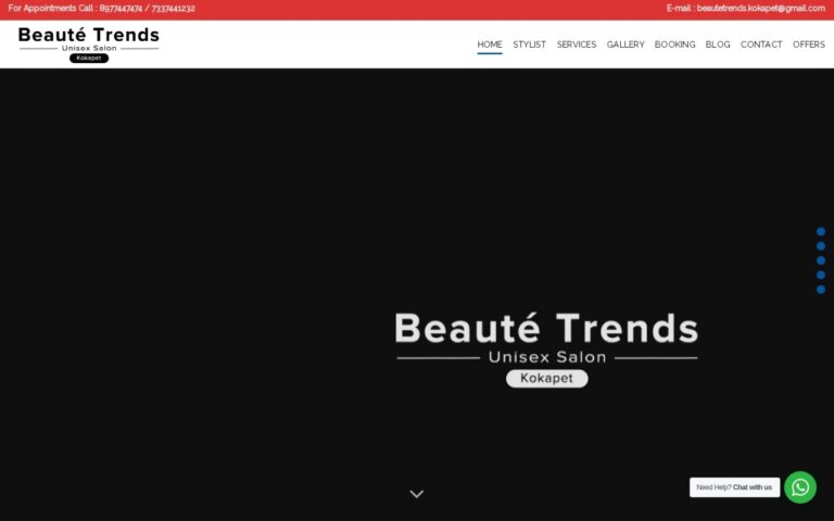 Homepage of the Beaute Trends website