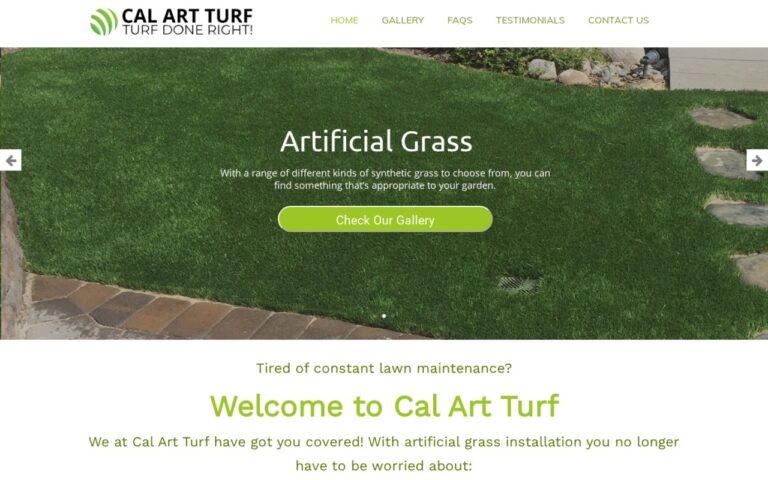 Homepage of the Cal Art Turf website