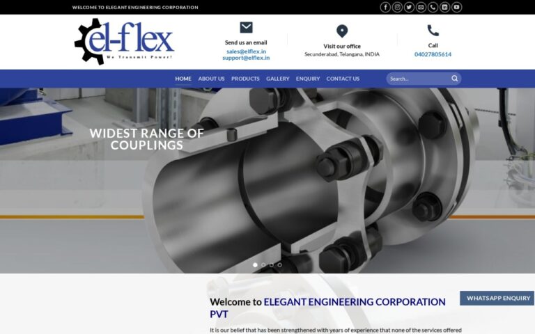 Homepage of the Elflex website
