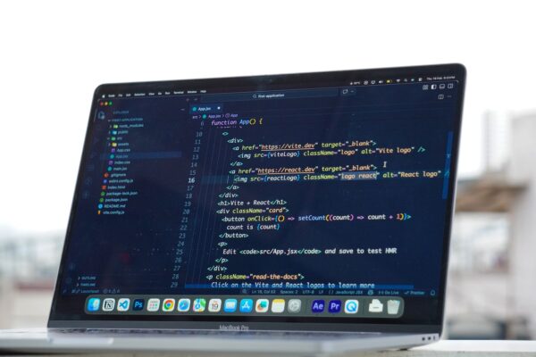 Code editor open on a laptop