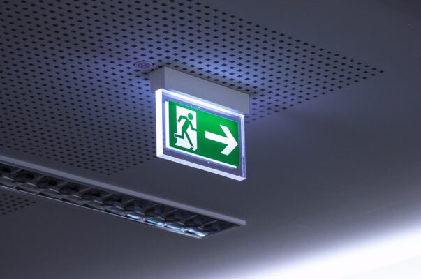 Emergency exit signage concept for building fire safety