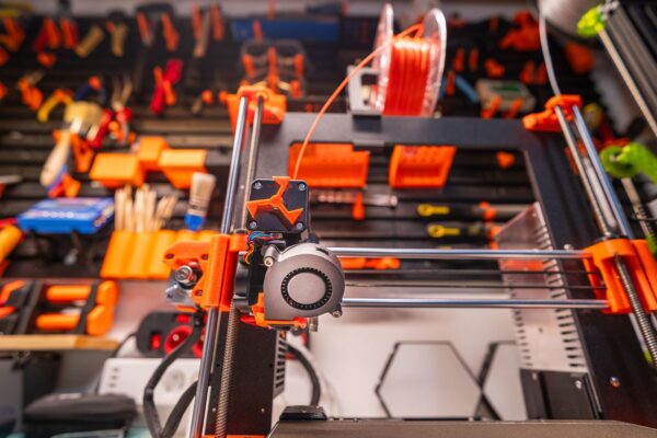 Row of 3D printers at work