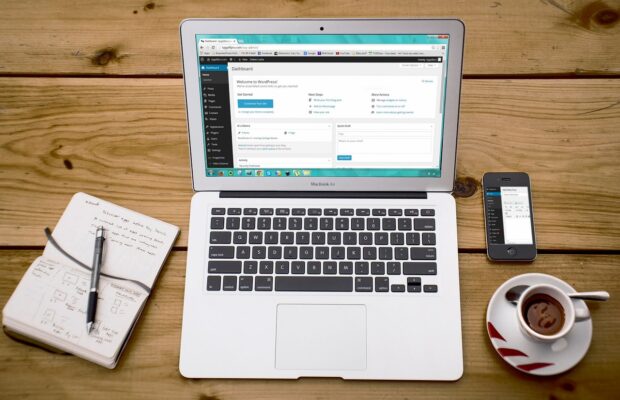 Laptop showing WordPress website design work